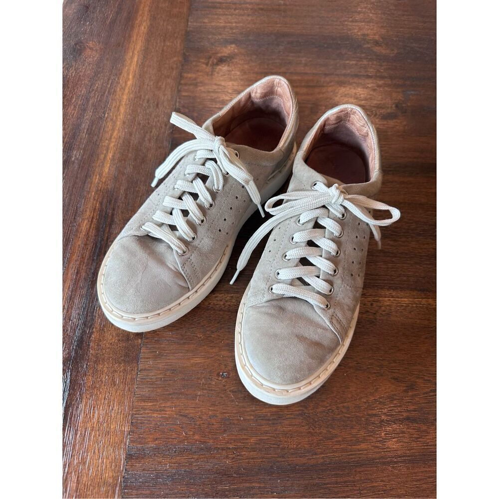 Halogen ladies leather sneaker in gray